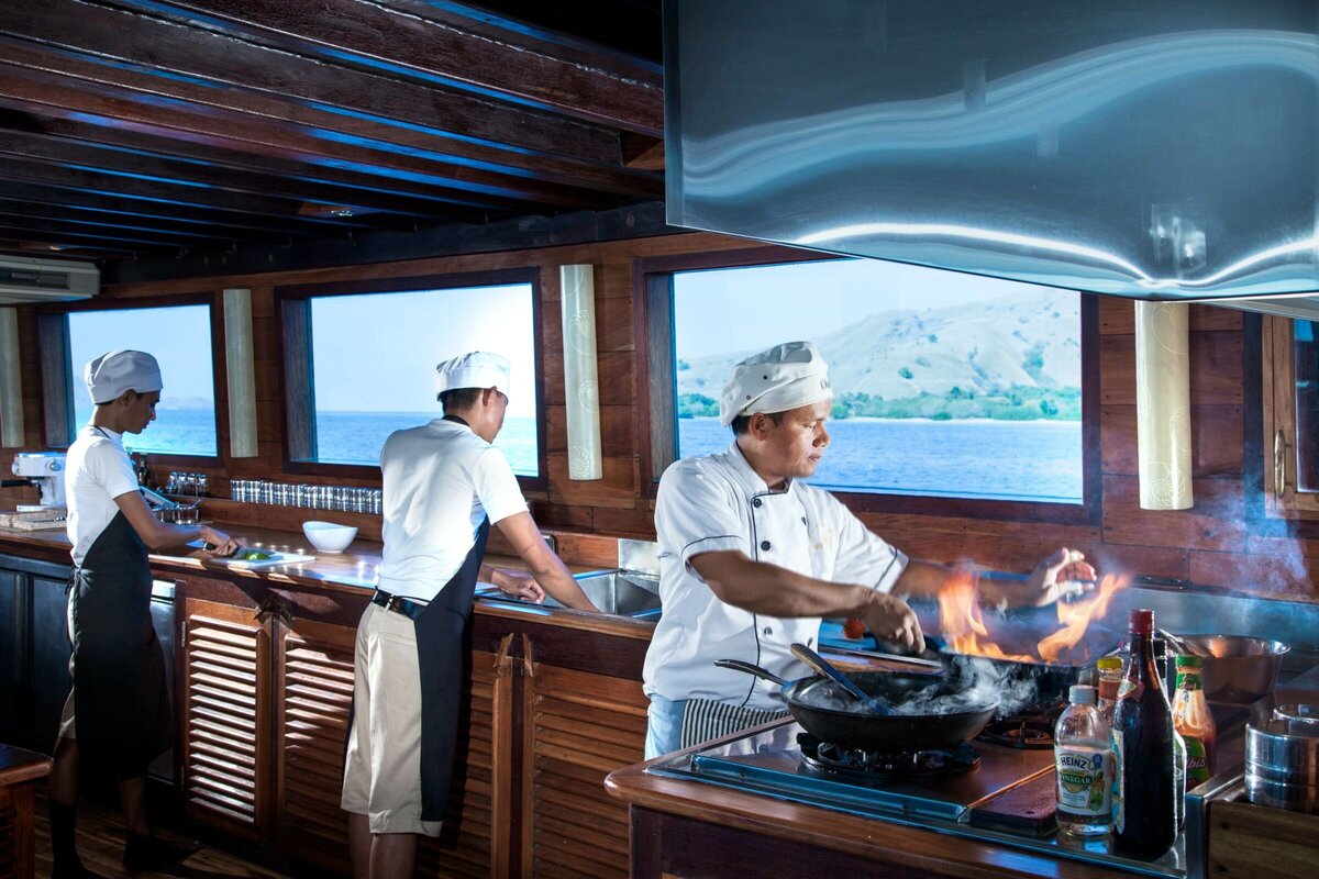 Samata Luxury Yacht Charter Komodo Dining Open Kitchen