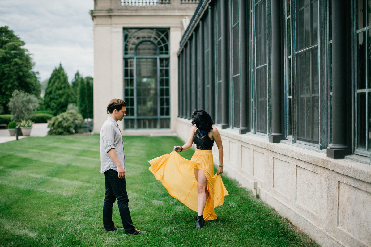 Boho inspired styled couple's shoot, photographed at Longwood Garden's.