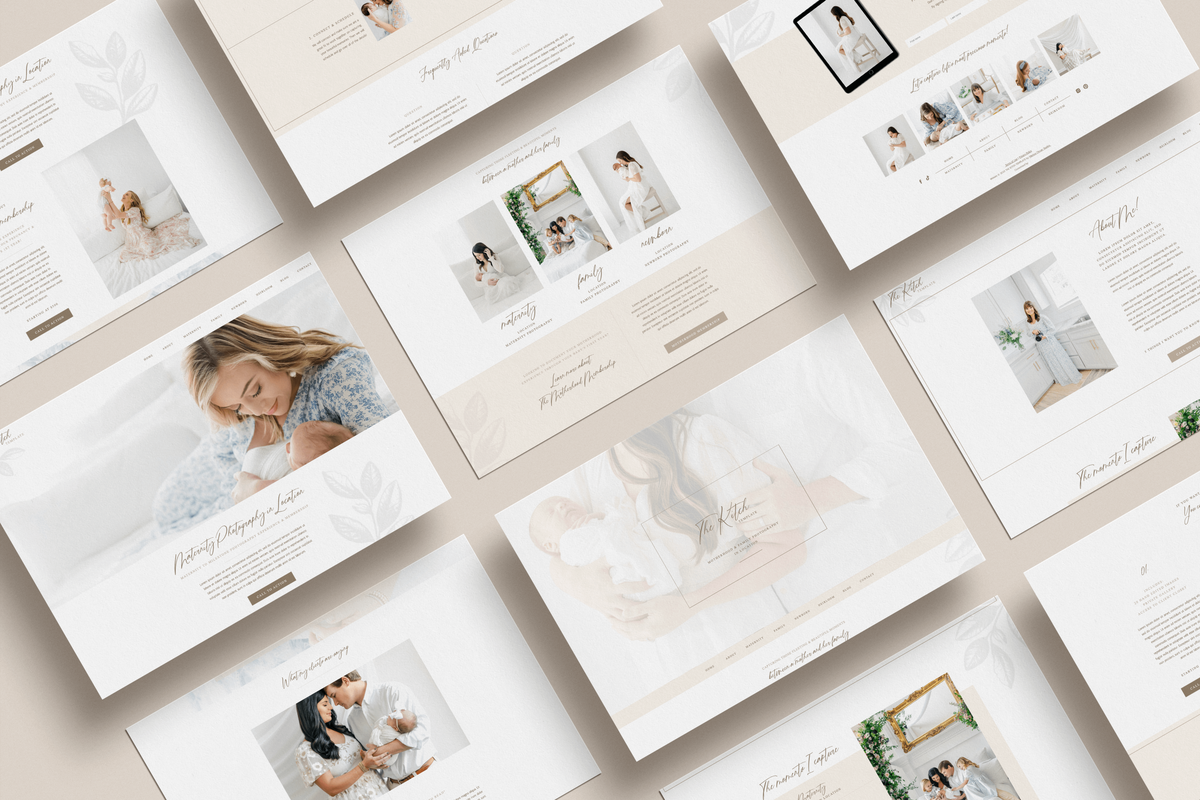Pages mockup of website design for photographers