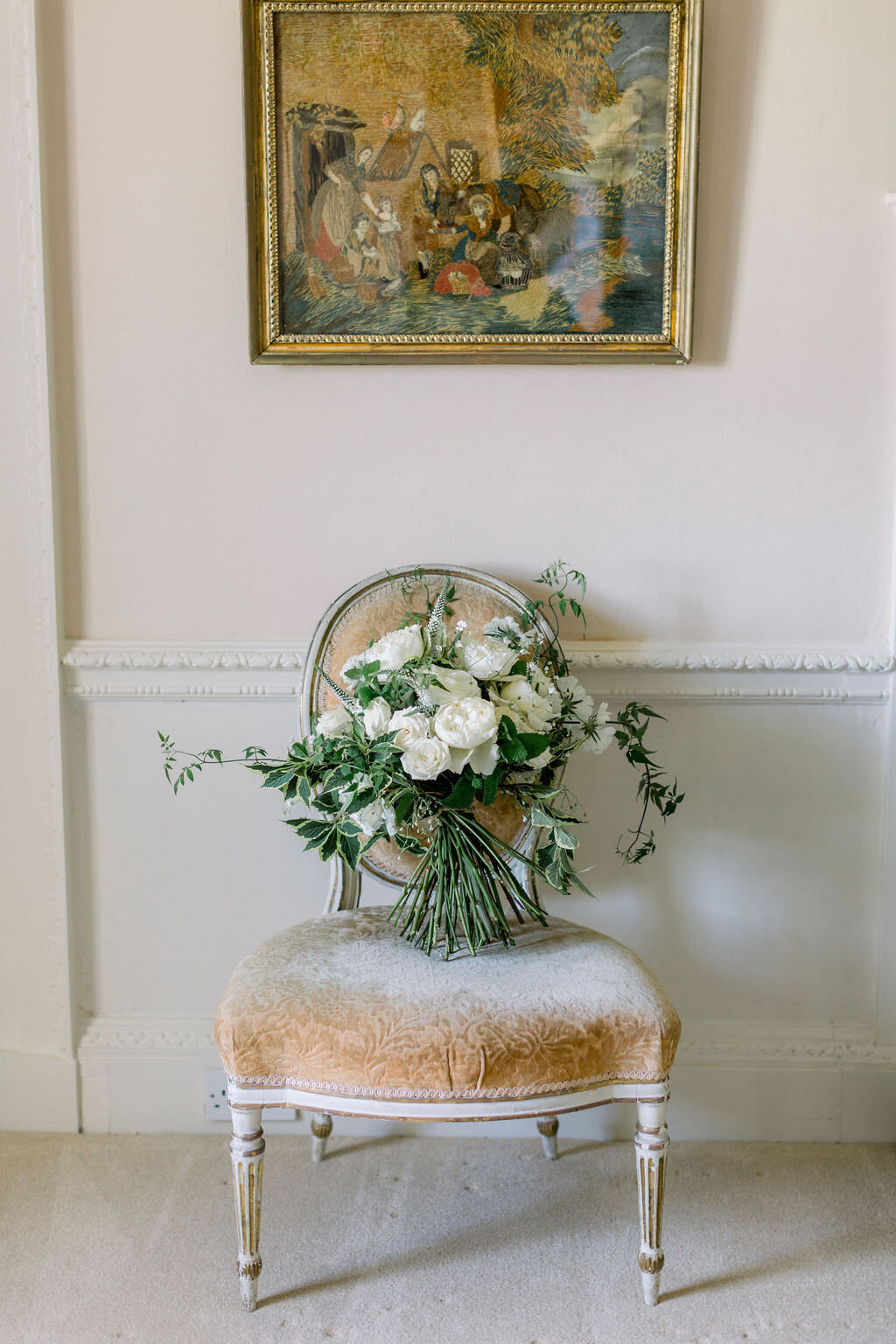 white and green bridal bouquet