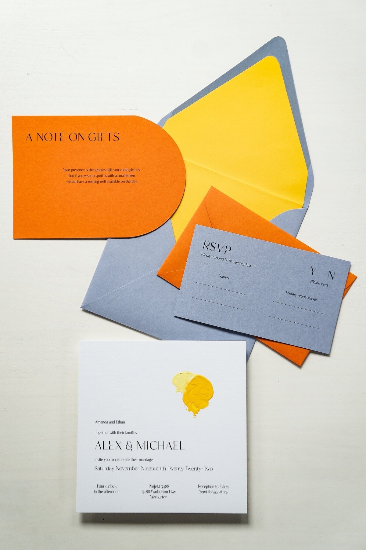 Yellow-painted-wedding-invitations