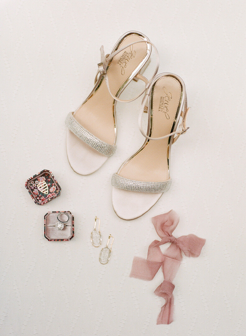 Brides Shoes Earrings and Ring Photo