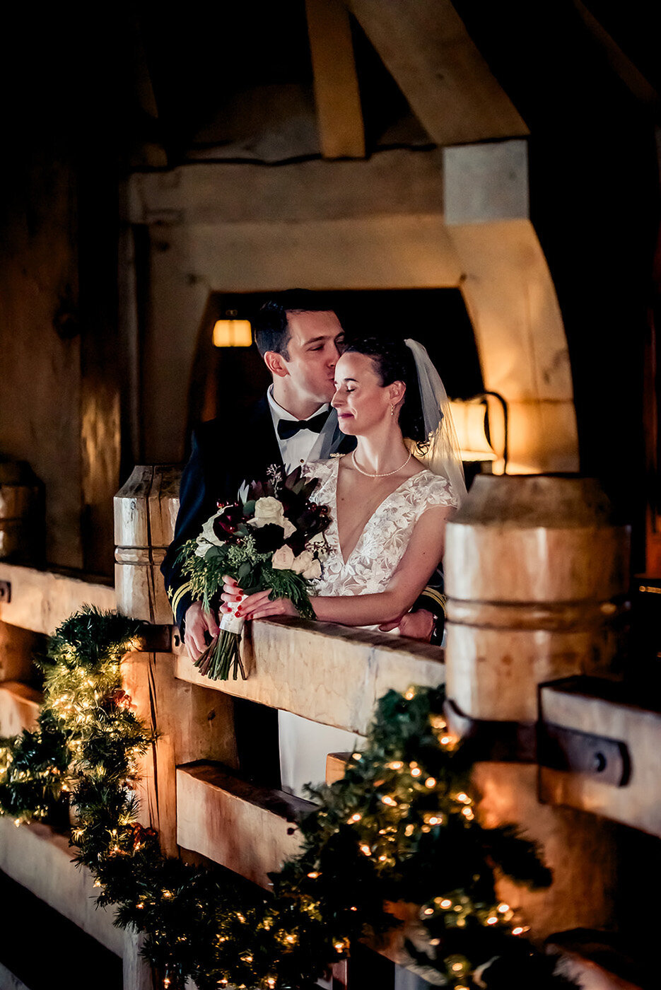 Bride and groom posing