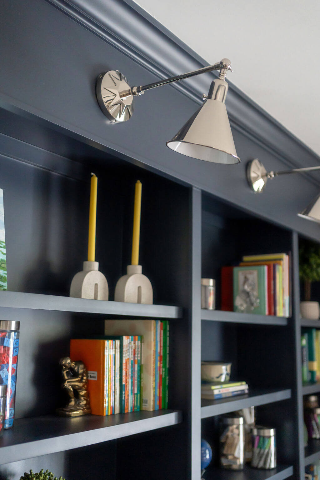 sweet southern home craftsman cutie dark blue study shelves