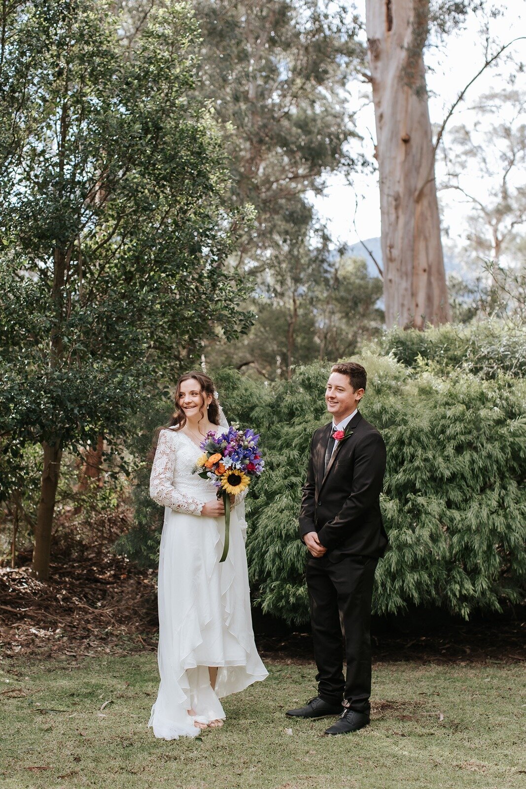 Couple at their elopement/ microwedding at Healesville Sanctuary