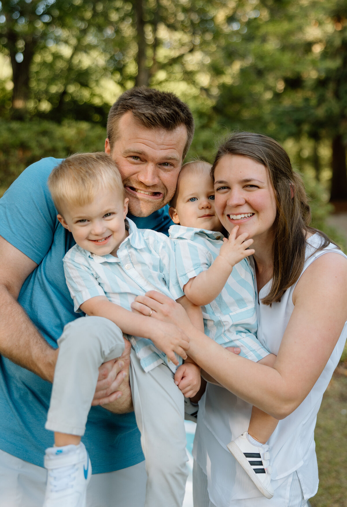 Family photo celebrating first birthday