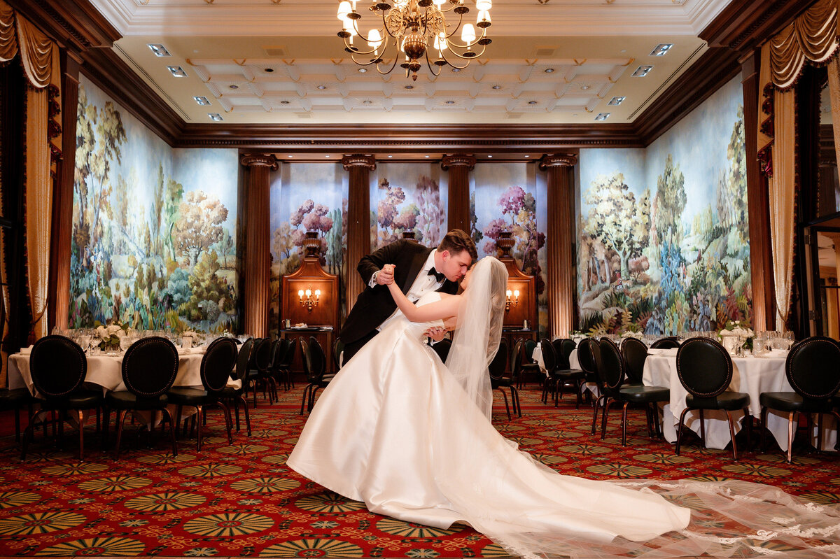wedding couple posing for photo at duquesne club