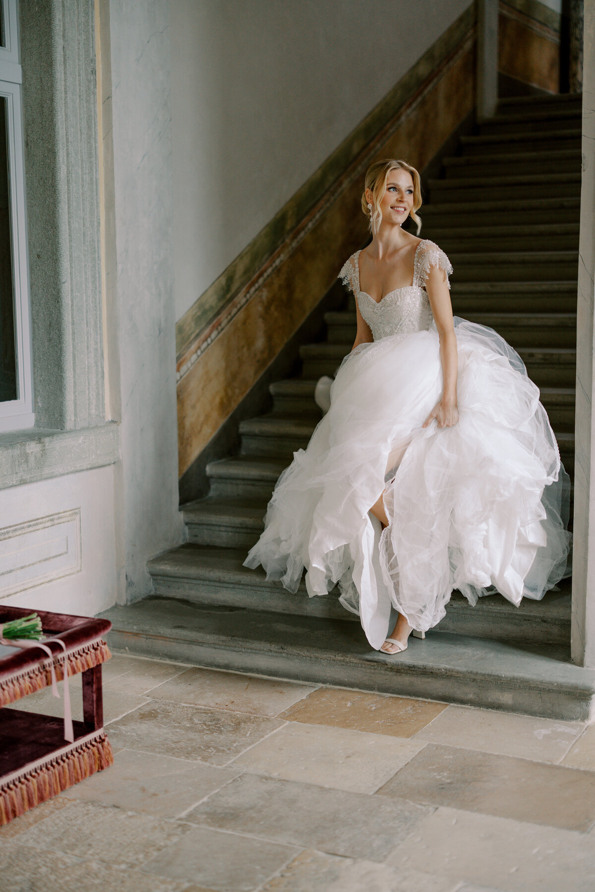 Destination wedding photos taken in Lake Como at Villa Balbiano, Italy.