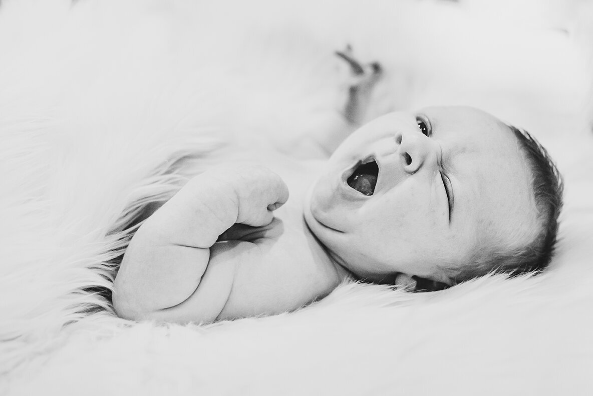 new baby yawning
