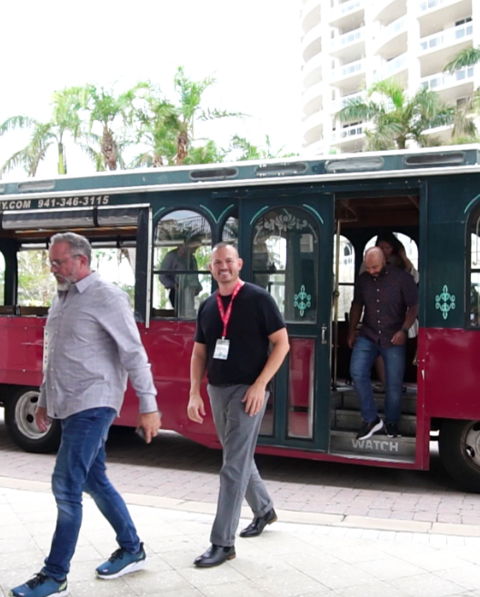 trolley at corporate event in Sarasota, Florida