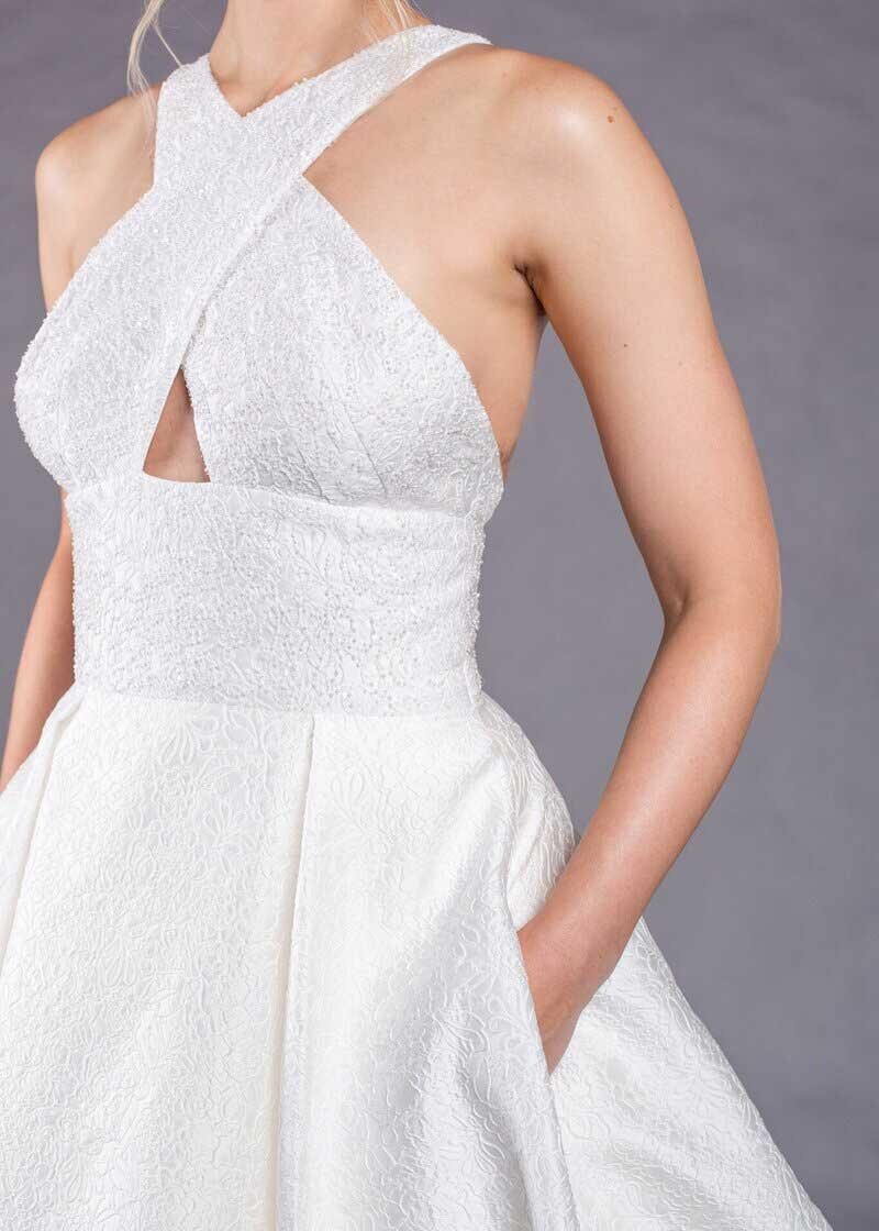 keyhole strap top on ball gown