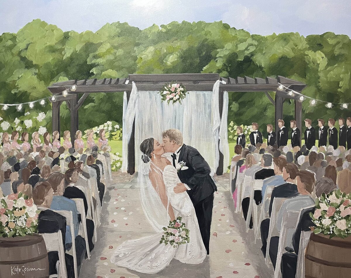 painting of bride and groom