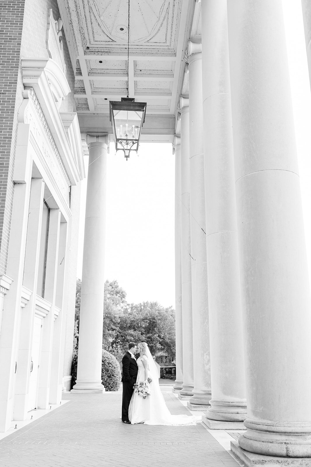 Bride and groom at First Baptist Church; Shreveport, Louisiana