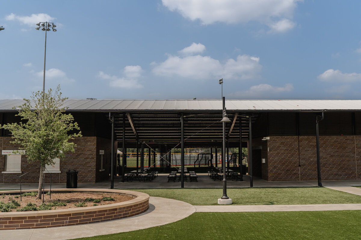 breezeway dog run into concession and restrooms at baseball fields