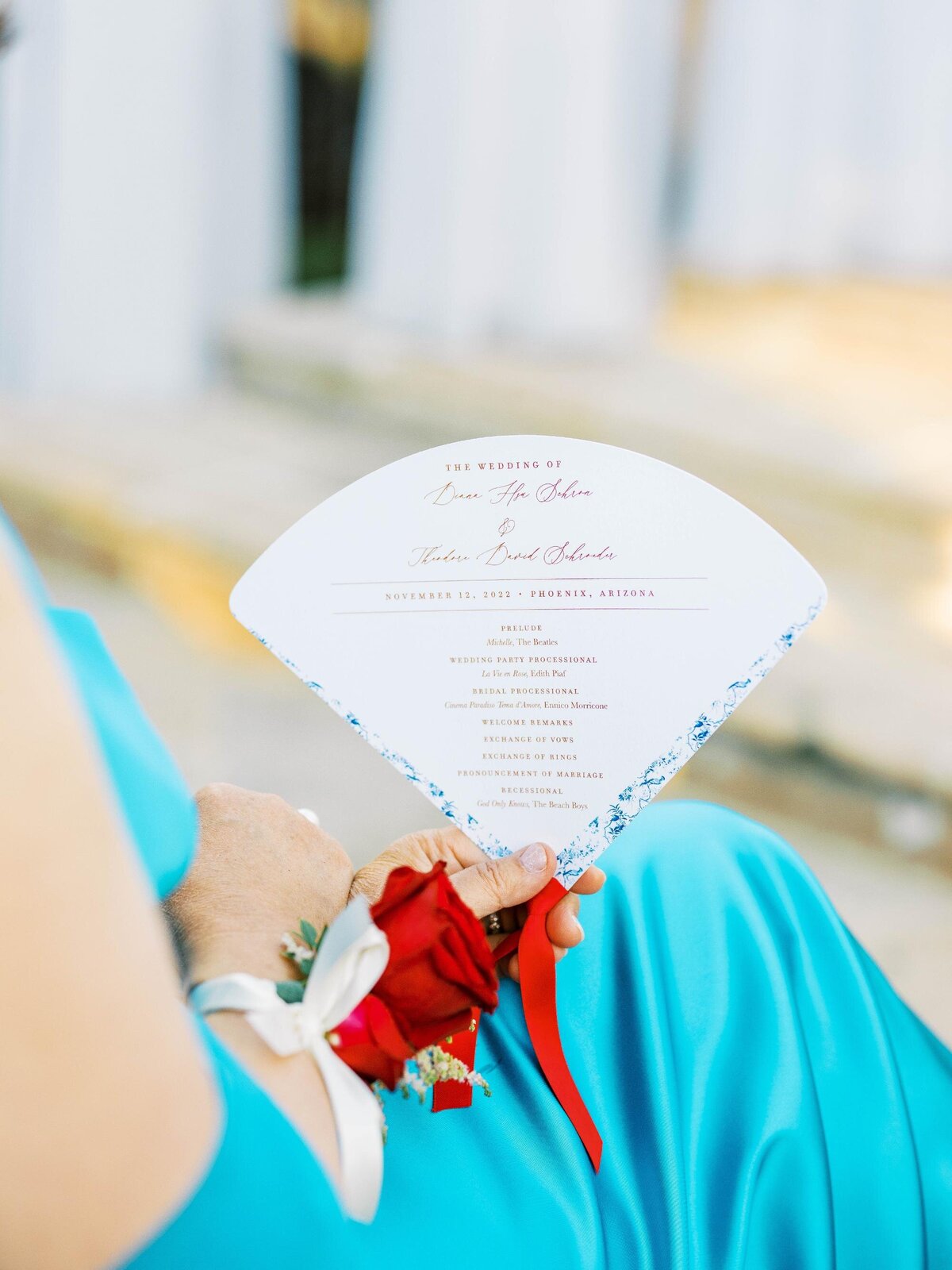 blue-red-ceremony-wedding-program-fan
