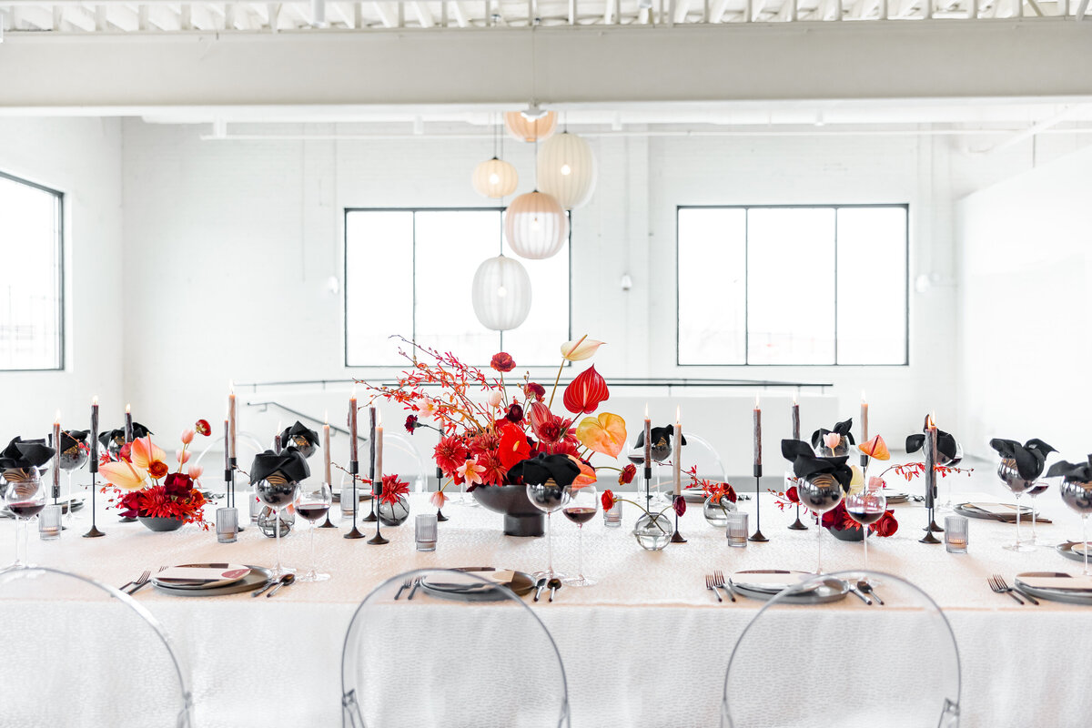 modern red centerpiece