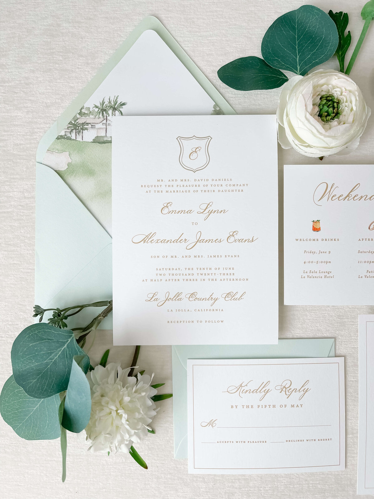 Heather Paperie La Jolla Wedding Invitation Suite