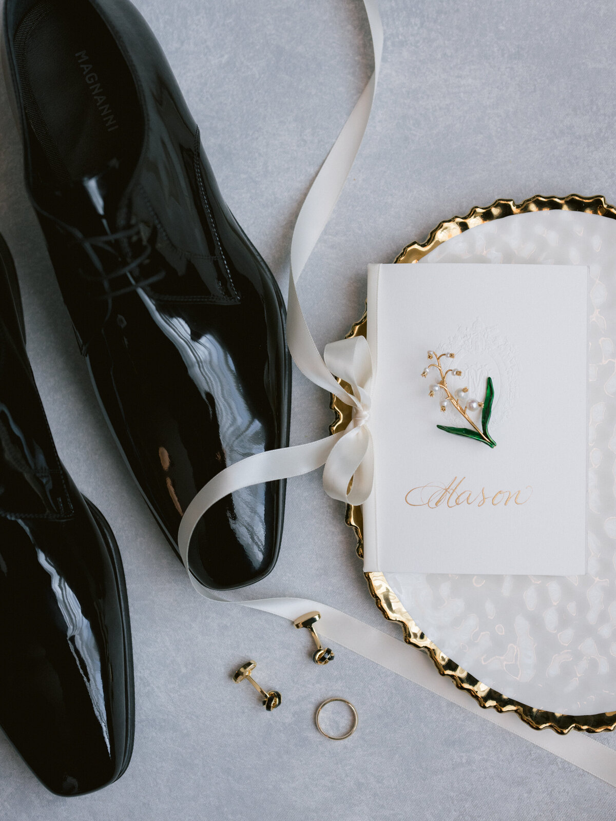 Grooms shoes and classic accessories
