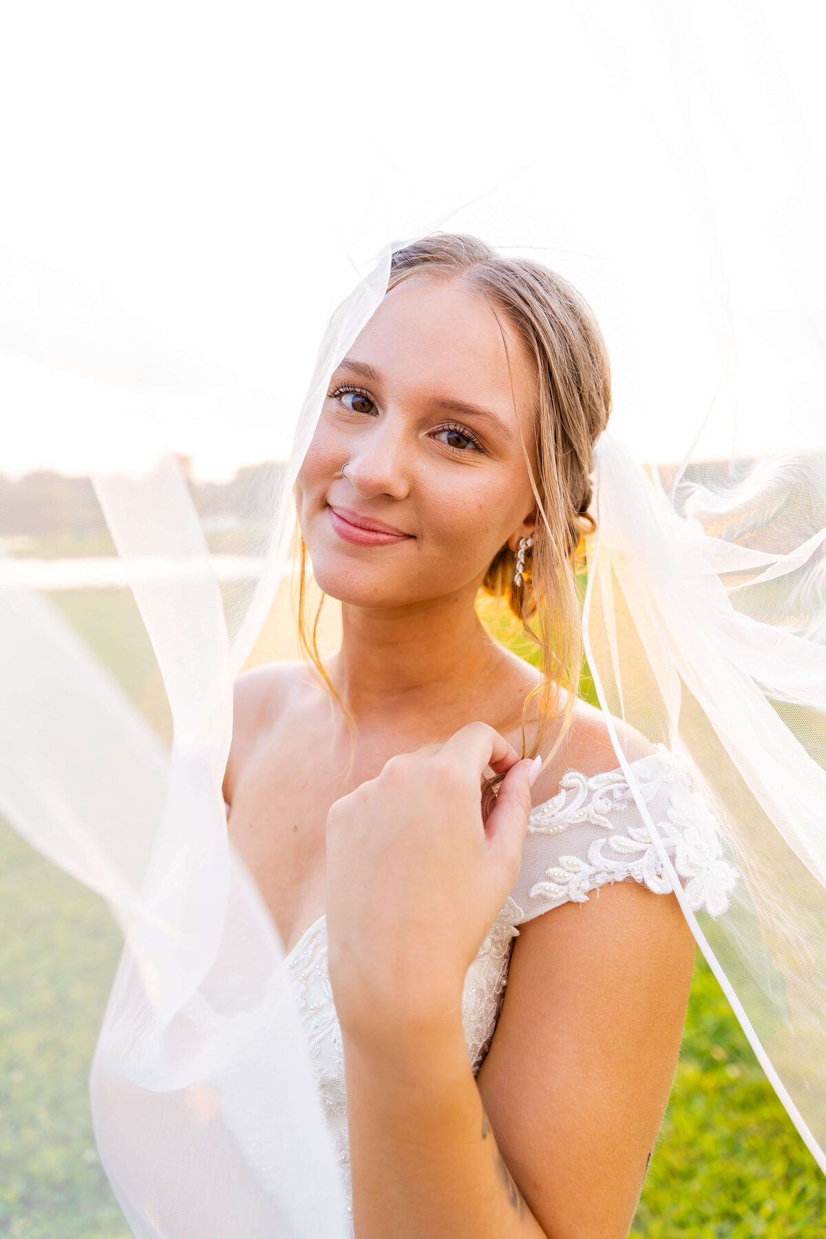 Bridal portrait in the grounds of the Ruby Cora wedding venue in Clarksville, TN