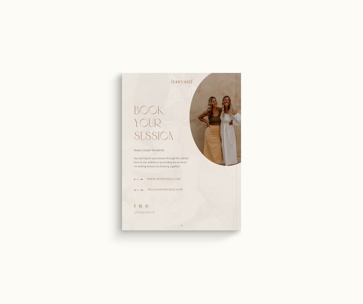 Boho pricing guide template for photographers Honey Seed 13