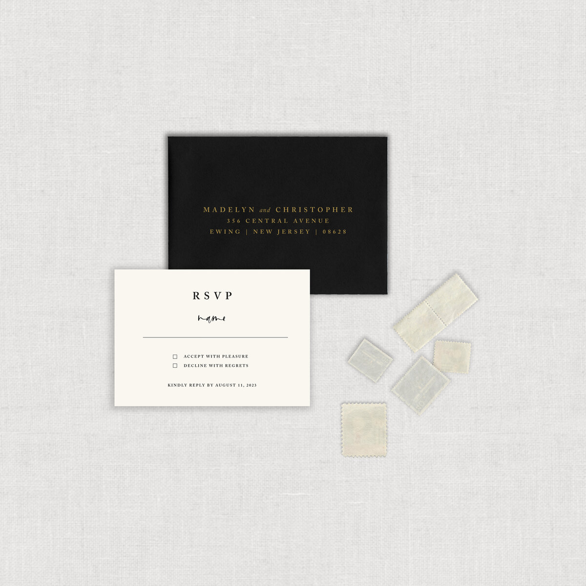 Wedding invite RSVP card with RSVP Envelope