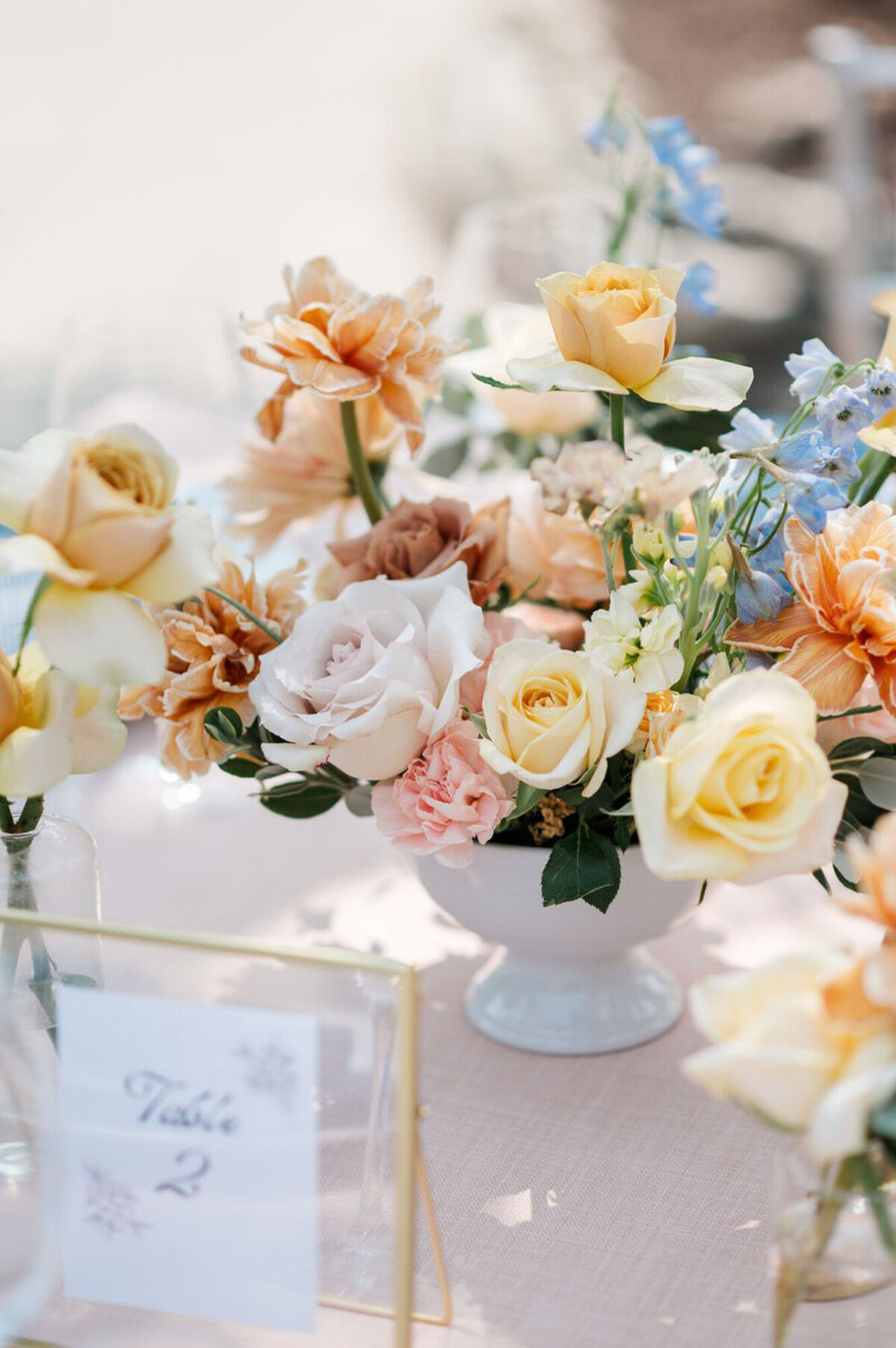 Wedding florals on a table taken by one of the best cincinnati wedding photographers
