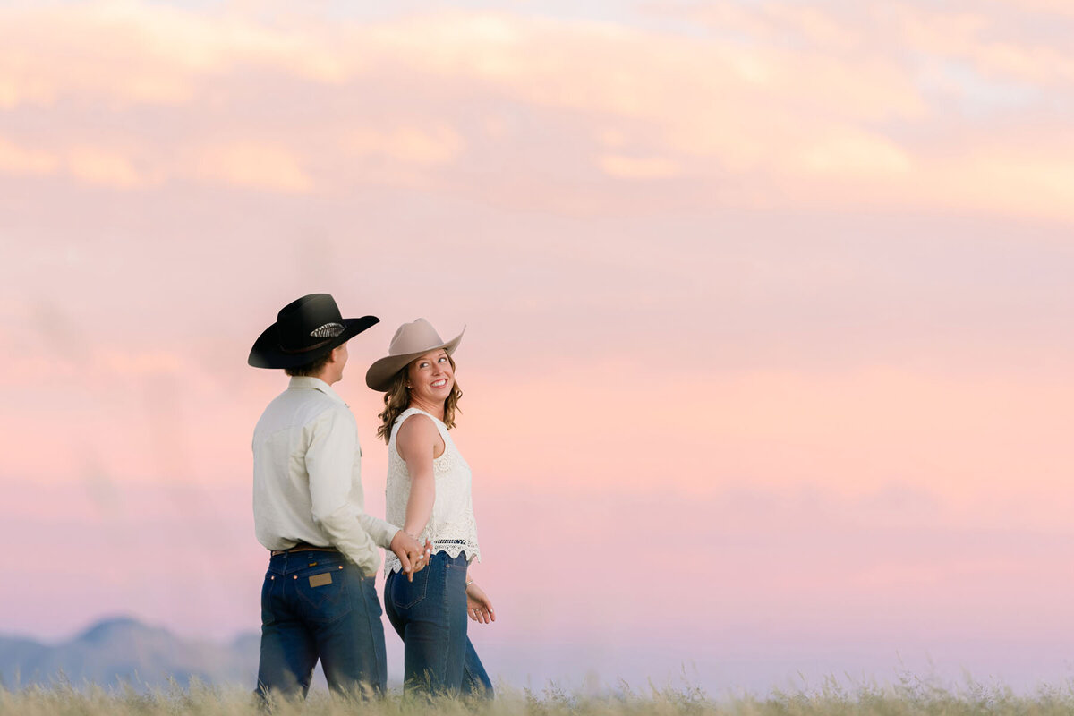Engagement photos in Tucson, during golden hour.