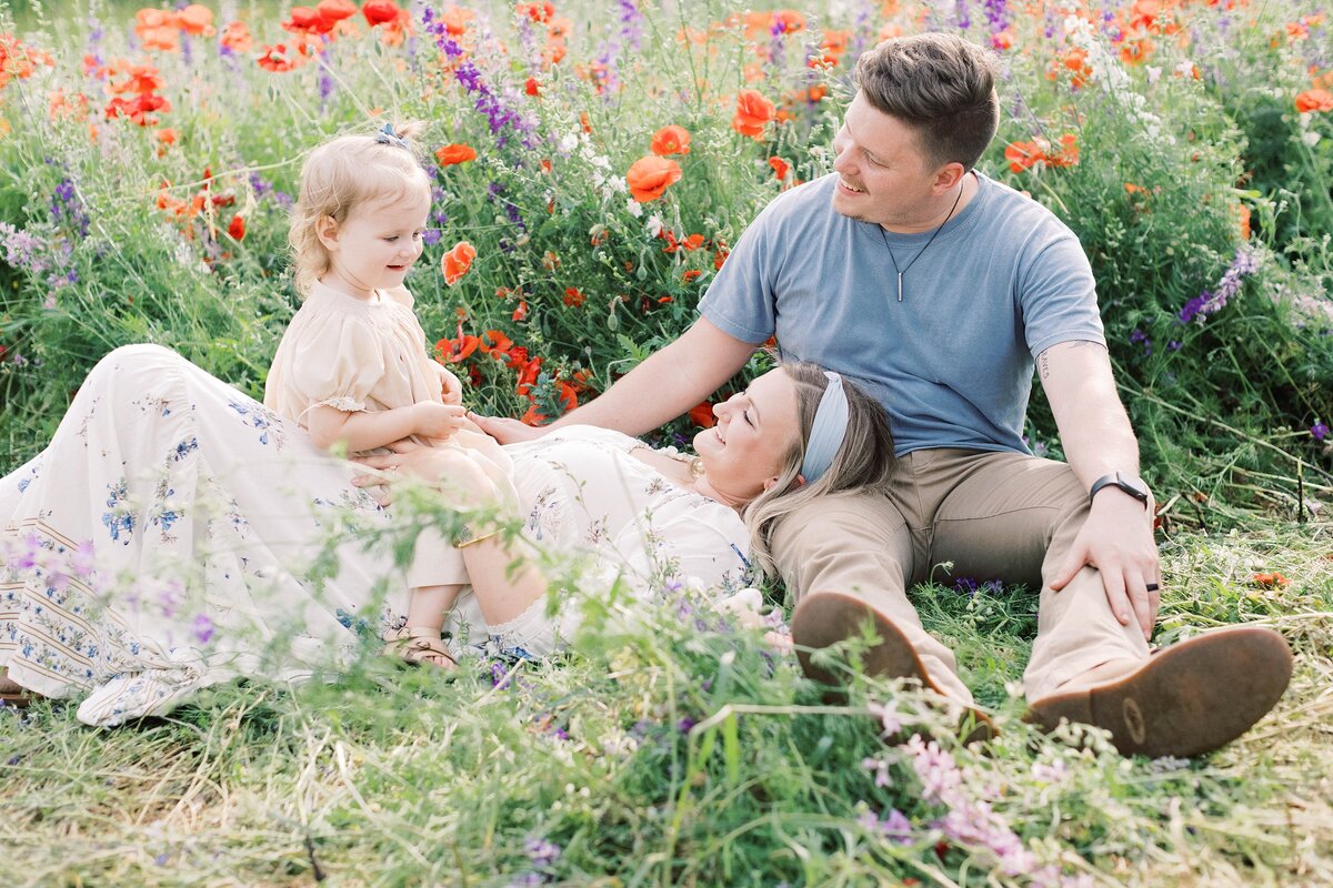 outdoor field flower session family