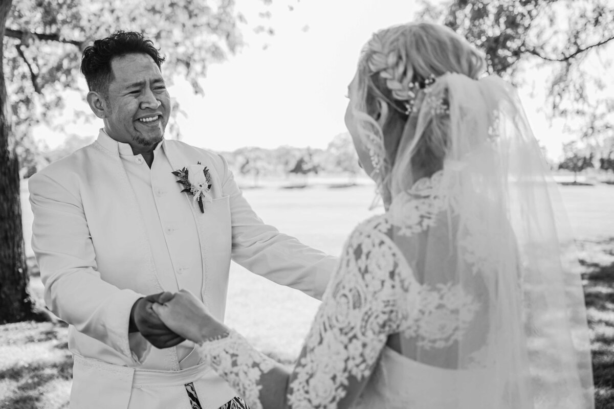 Groom cries seeing his bride for the first time