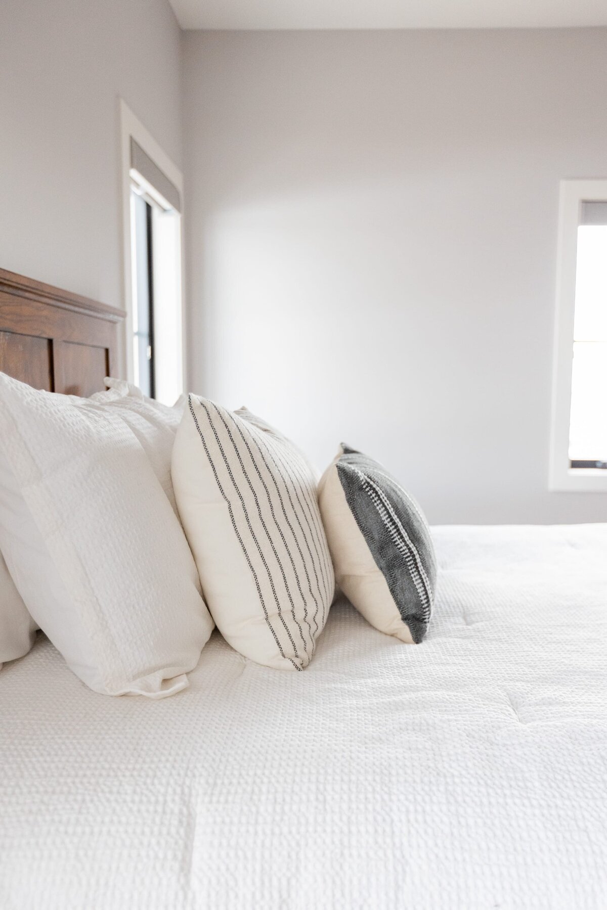 michele rosenboom design modern farmhouse bedroom bed with white bedding