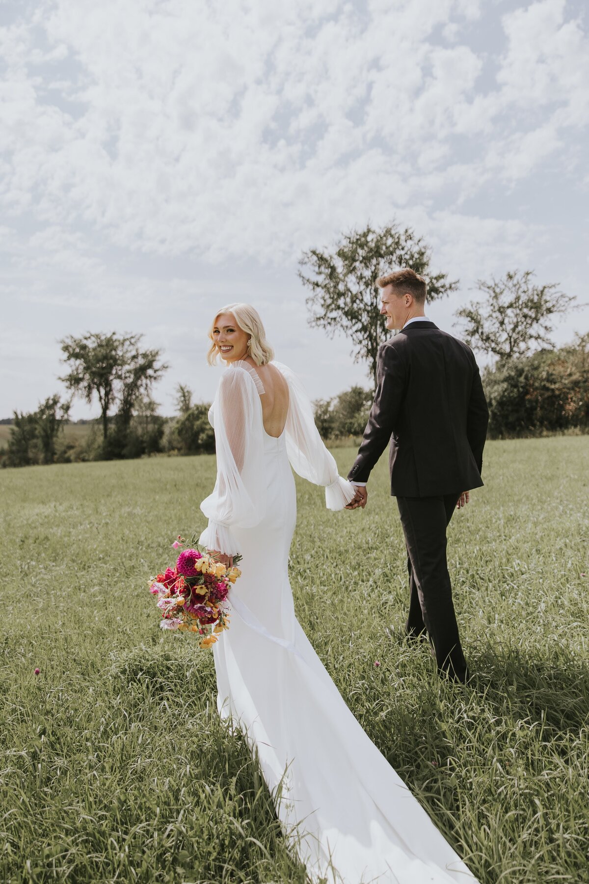 K+J Backyard Farm Wedding Colourful Flowers12