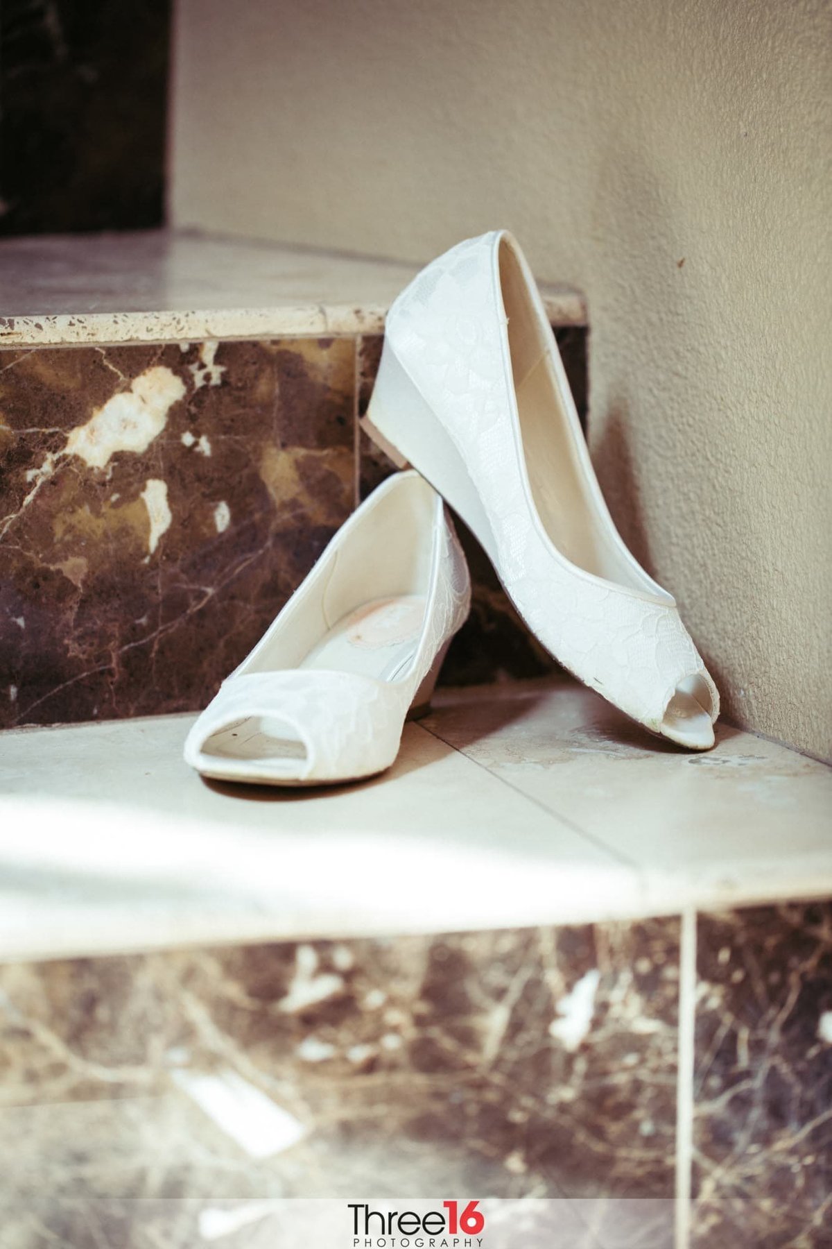 Bride's shoes on the staircase