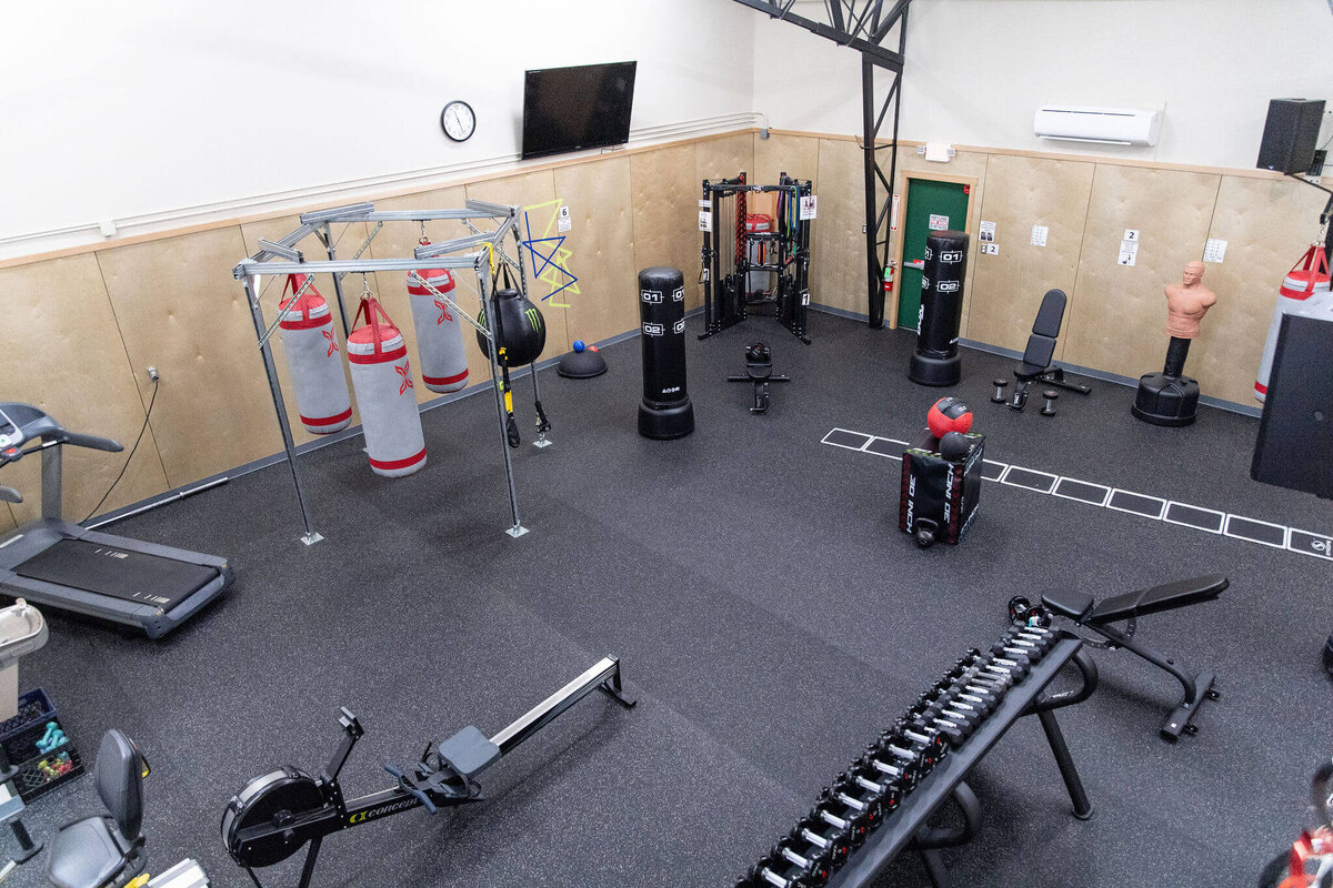 Gym and workout area at the warriors gym in Eugene, a part of the Oregon Parkinsons warriors foundation