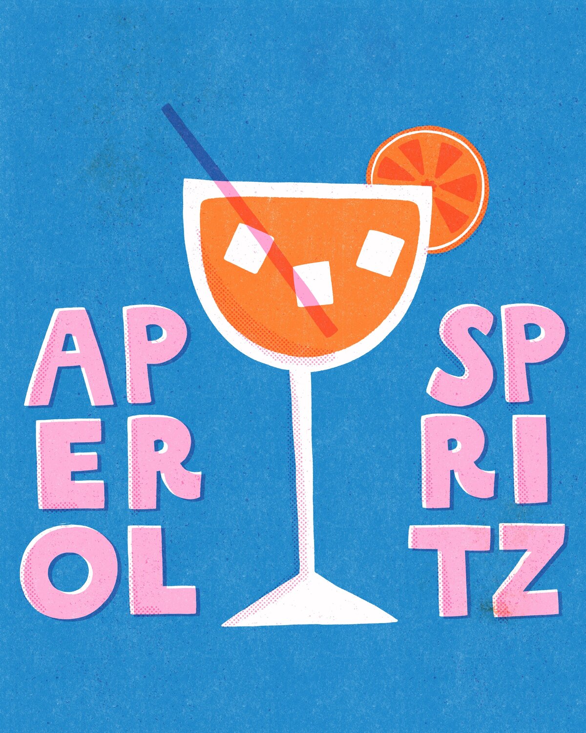 Cocktail-Aperol-Spritz-Risograph-8x10