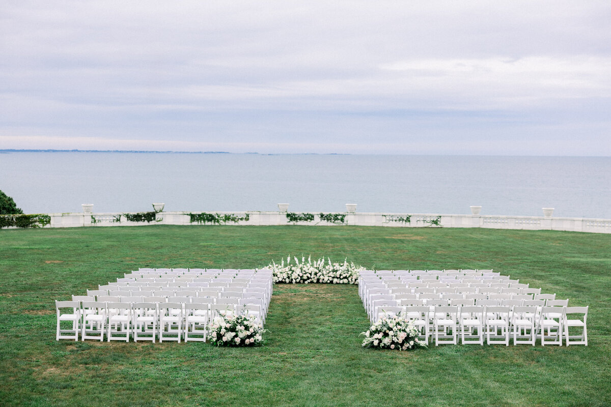 seaside ceremony seating at rosecliff mansion in newport rhode island