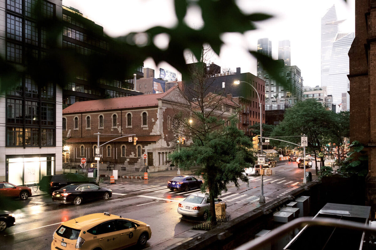 Top view of the street, with some running cars, from The High Line Hotel Chelsea, NYC. Image by Jenny Fu Studio