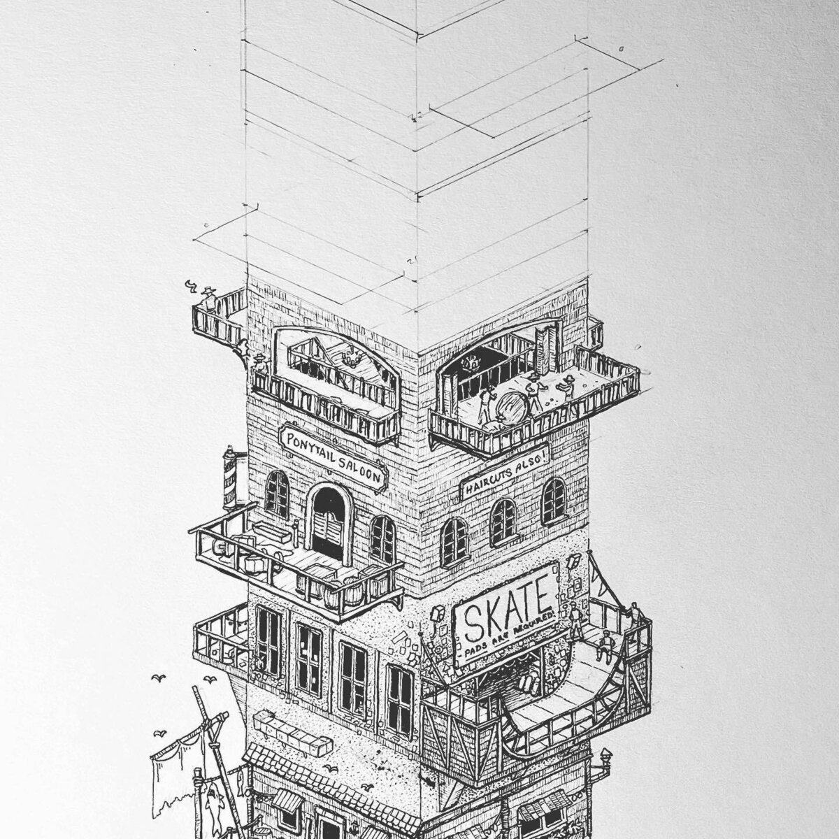Pen and Ink Illustration of Inktober 2022 prompt: Bluff