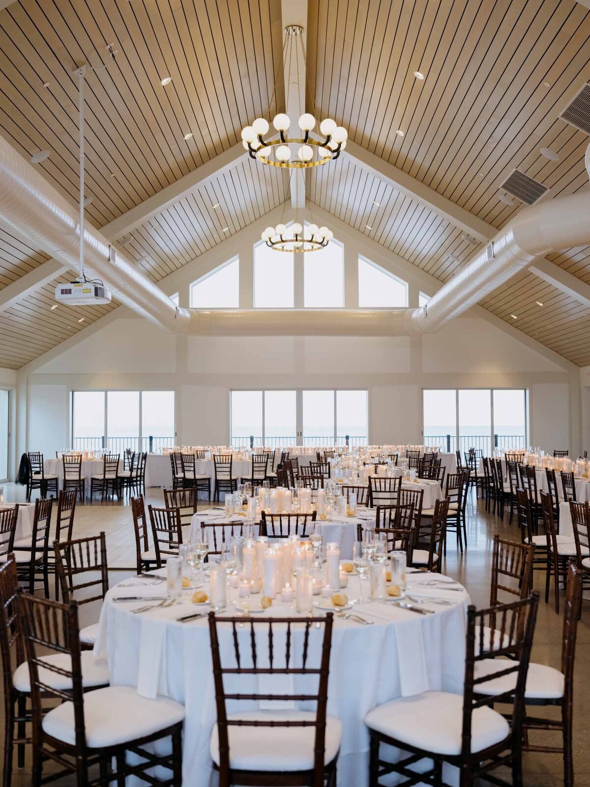 Wedding reception setup inside Shoreby Club