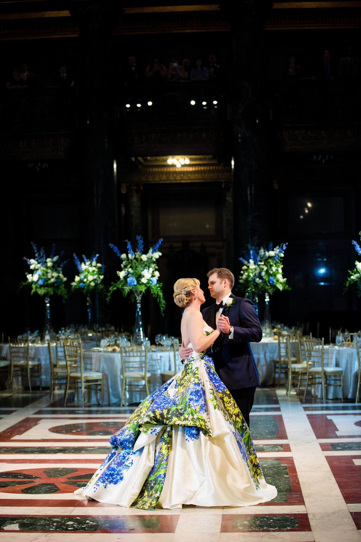 blue creative wedding dress at carnegie museum