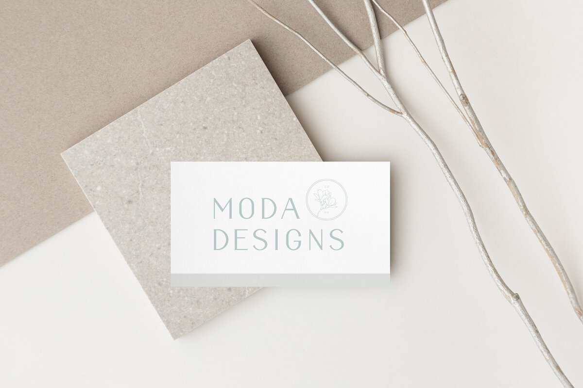 a mockup of a business card for an interor designer