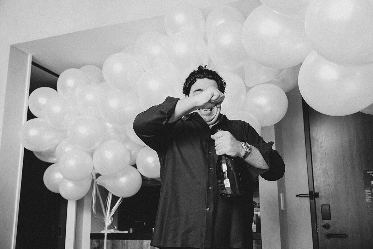 Mira Park Photography NY based wedding photographer Black and white photo of wedding proposal in 1 Hotel in Central Park, NY