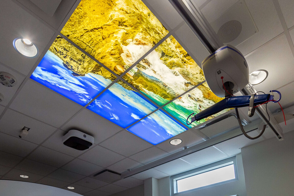 a photo of the ceiling mural of the KDH CT Scanner.  Captured by Ottawa Event Photographer JEMMAN Photography COMMERCIAL during the grand opening