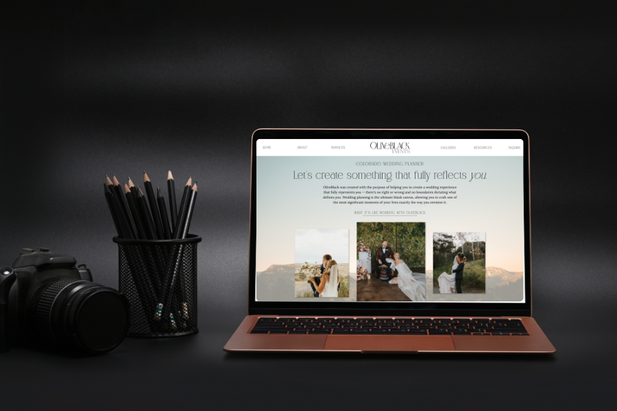 custom Showit website design for Olive Black events, a wedding planner in Colorado