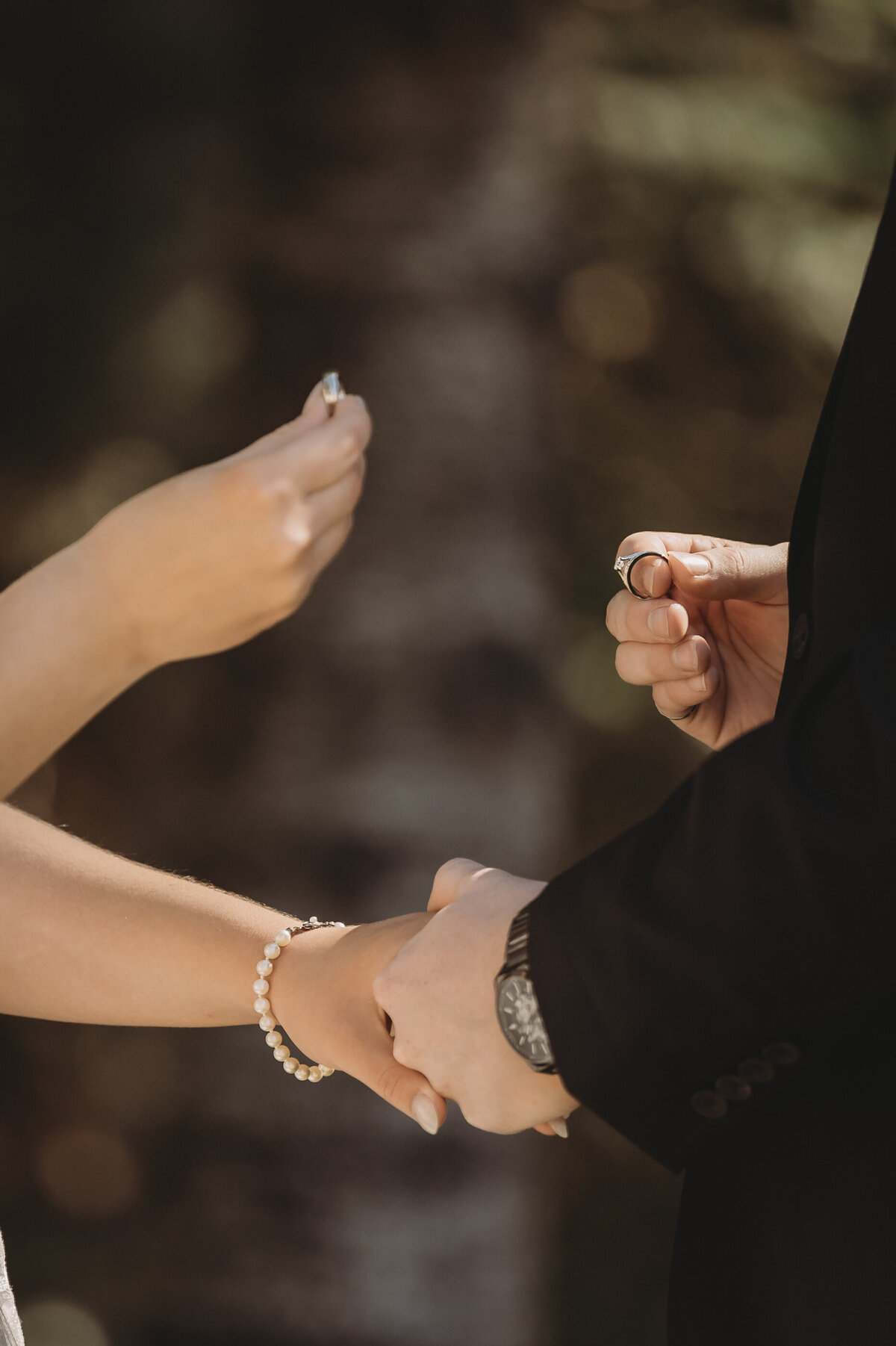 exchange of rings at BC wedding