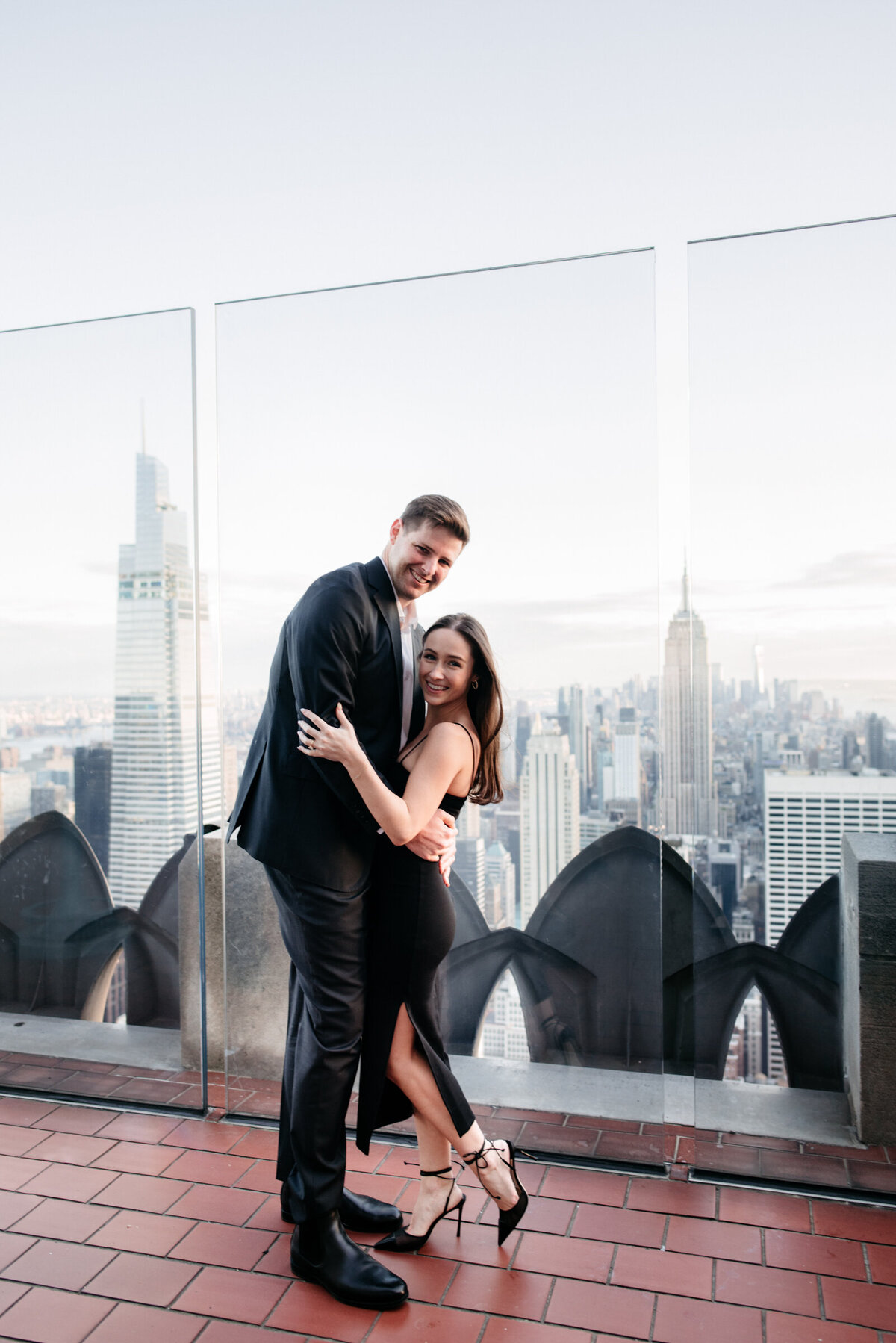 New York City wedding photographer top of the  rock engagement session