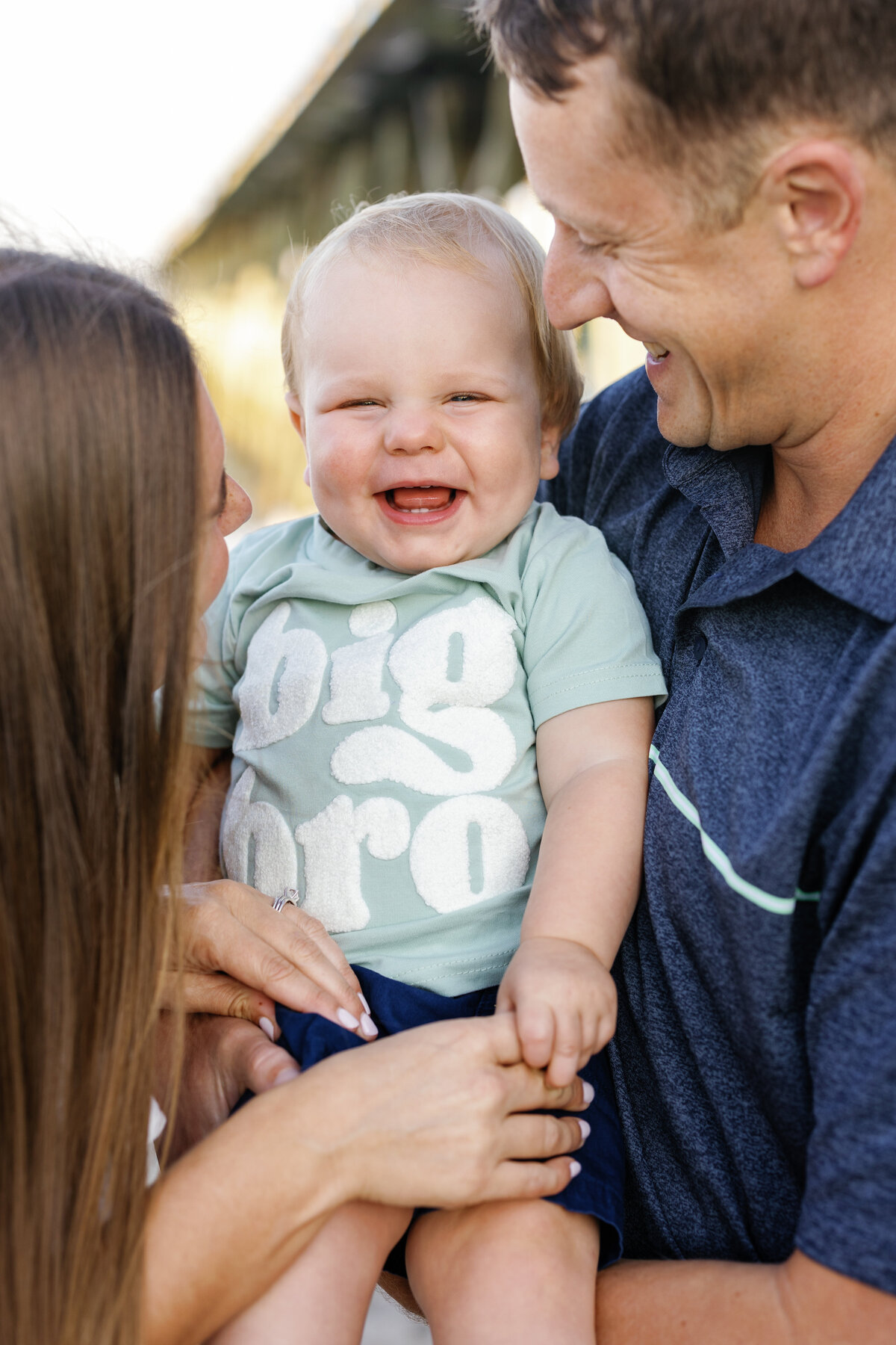 Happy family sharing a laugh in Wilmington NC