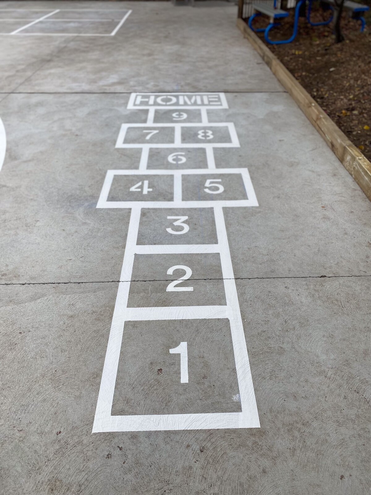 Linemarking in a kids school playground of a hopscotch