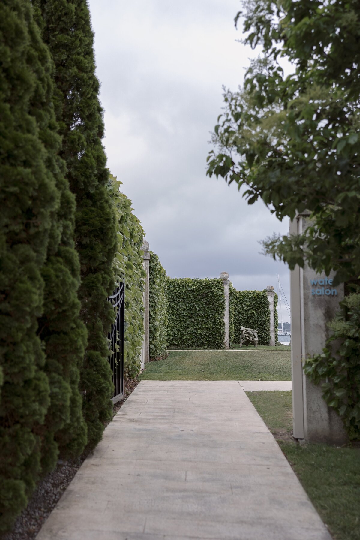 Entrance to lawn at Belle Mer Newport.