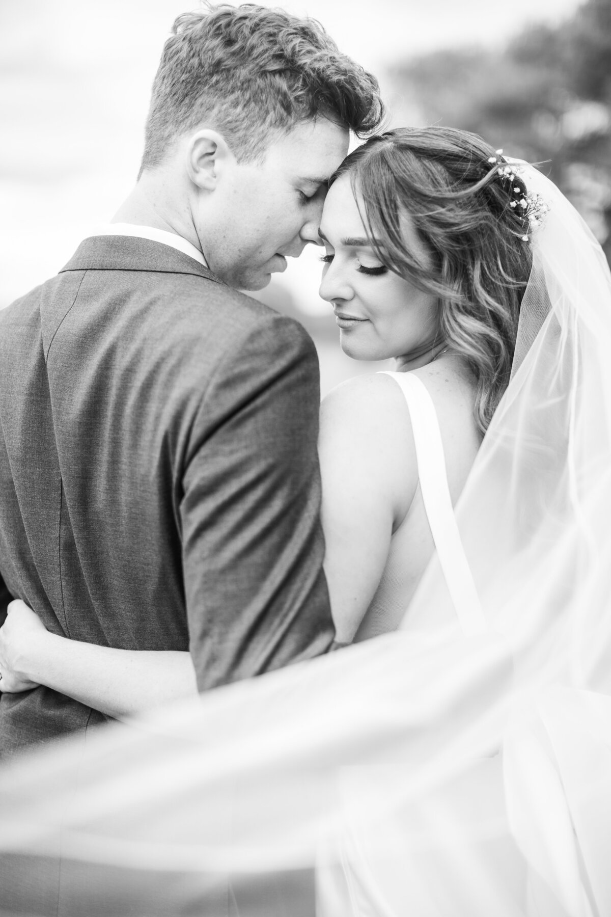black and white wedding portrait