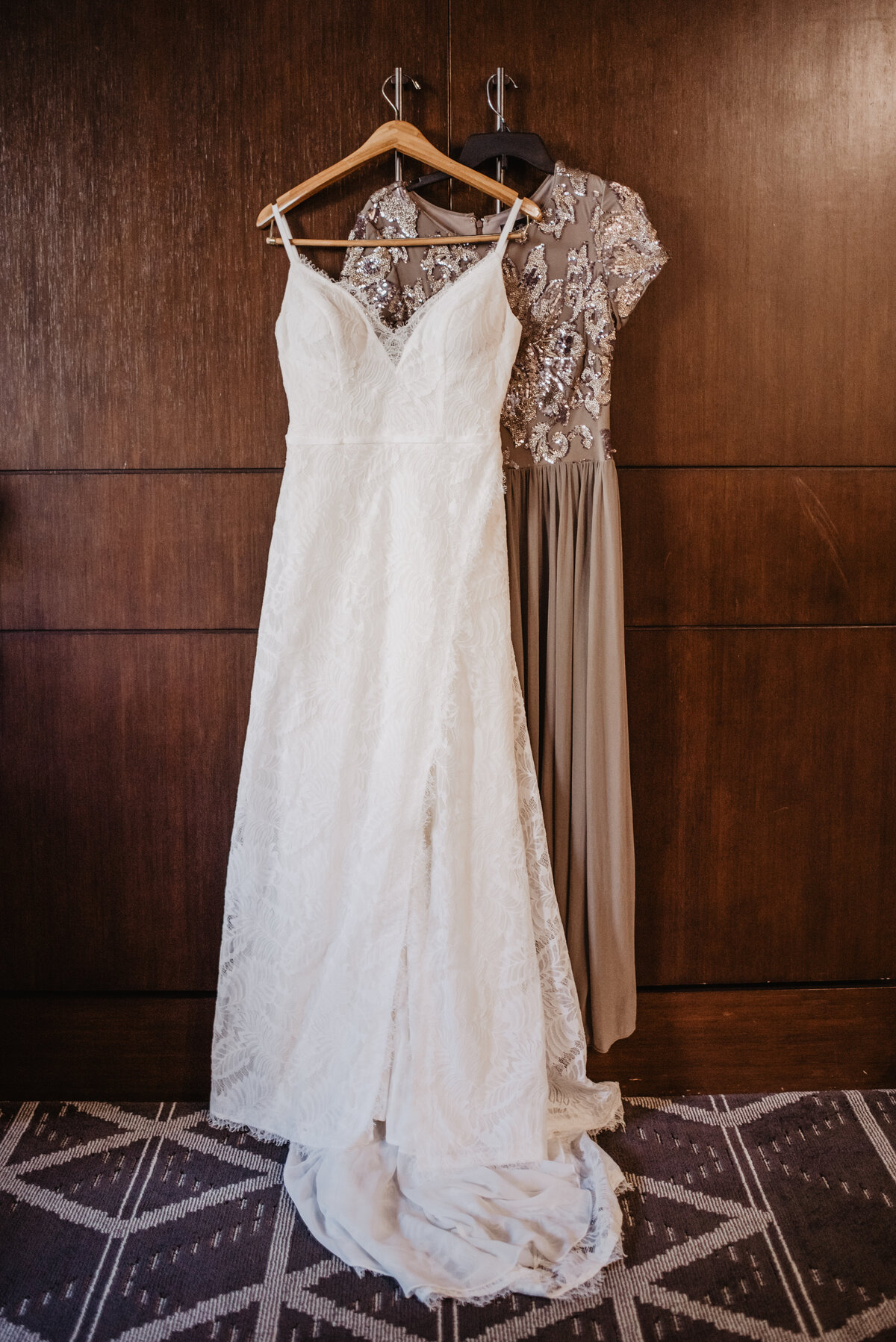 Photographers Jackson Hole capture wedding dress hanging